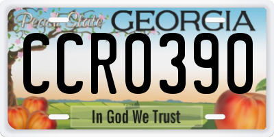GA license plate CCR0390