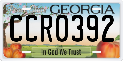 GA license plate CCR0392