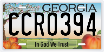 GA license plate CCR0394