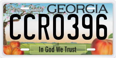 GA license plate CCR0396