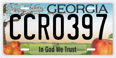 GA license plate CCR0397