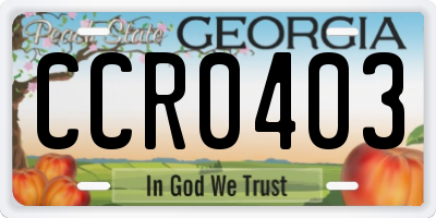 GA license plate CCR0403