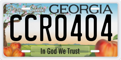 GA license plate CCR0404