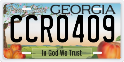 GA license plate CCR0409