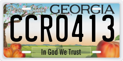 GA license plate CCR0413