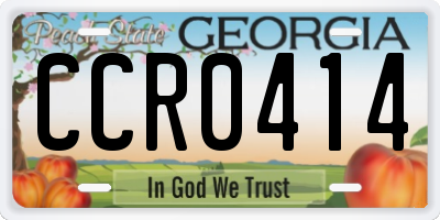 GA license plate CCR0414