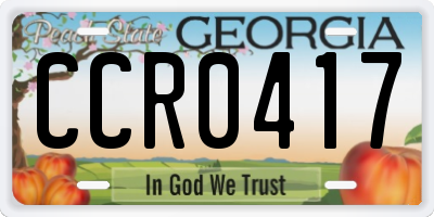 GA license plate CCR0417