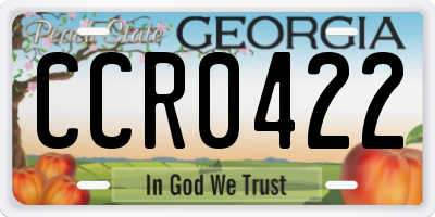 GA license plate CCR0422
