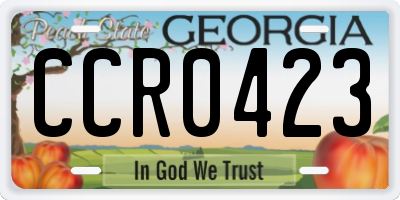 GA license plate CCR0423