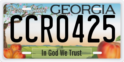 GA license plate CCR0425
