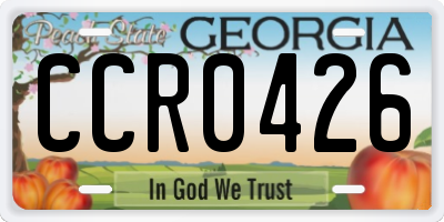 GA license plate CCR0426