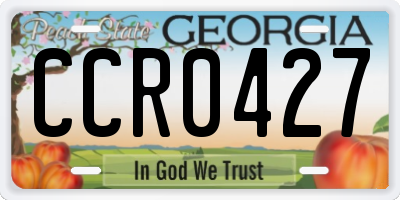 GA license plate CCR0427