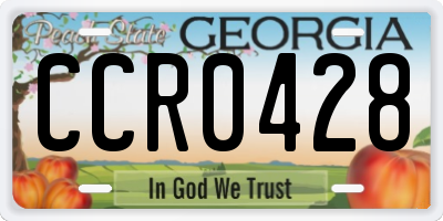 GA license plate CCR0428