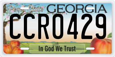 GA license plate CCR0429