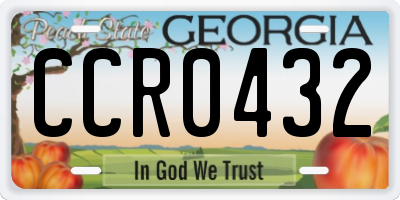 GA license plate CCR0432
