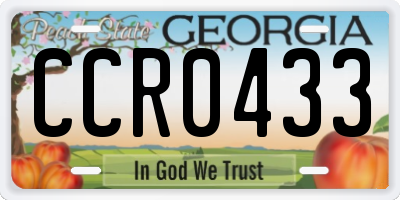 GA license plate CCR0433