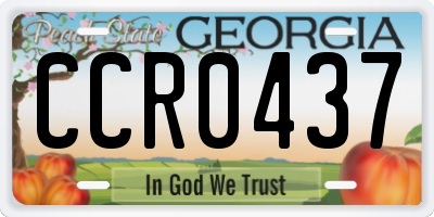 GA license plate CCR0437
