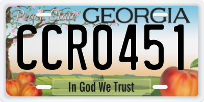 GA license plate CCR0451