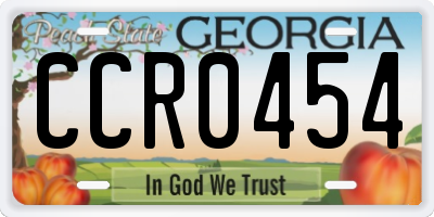 GA license plate CCR0454