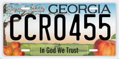 GA license plate CCR0455