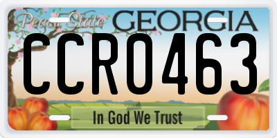 GA license plate CCR0463