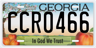 GA license plate CCR0466