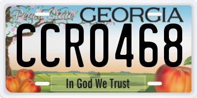 GA license plate CCR0468
