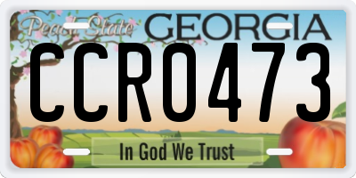 GA license plate CCR0473