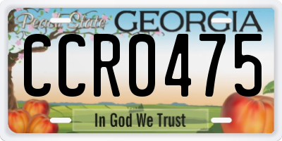 GA license plate CCR0475