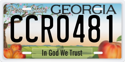 GA license plate CCR0481