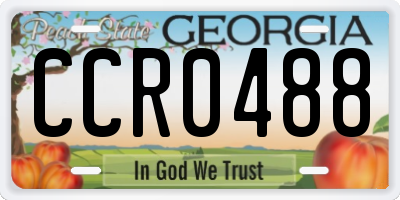 GA license plate CCR0488