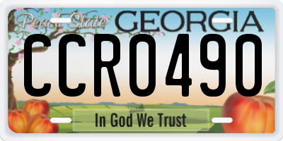 GA license plate CCR0490