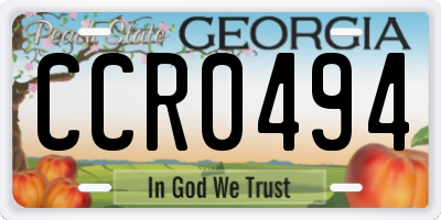 GA license plate CCR0494