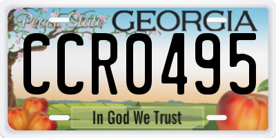 GA license plate CCR0495