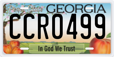 GA license plate CCR0499