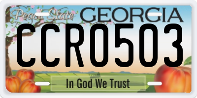 GA license plate CCR0503