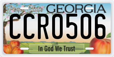 GA license plate CCR0506