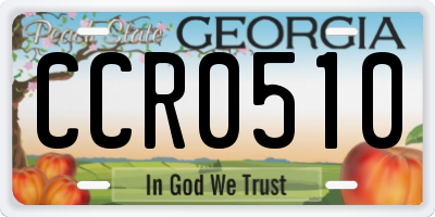 GA license plate CCR0510