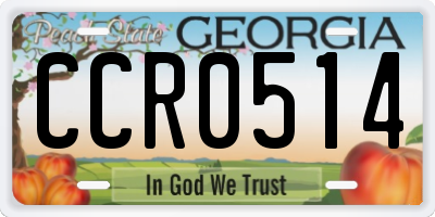 GA license plate CCR0514