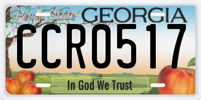 GA license plate CCR0517