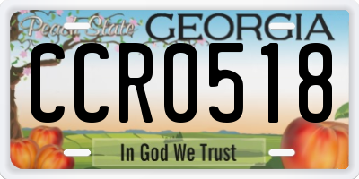 GA license plate CCR0518