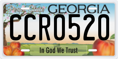 GA license plate CCR0520