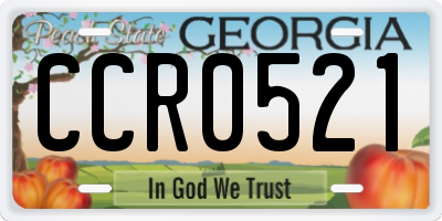 GA license plate CCR0521