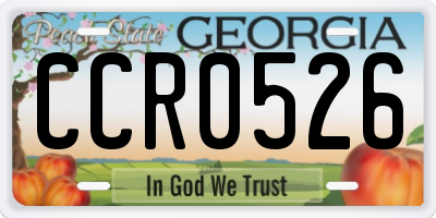 GA license plate CCR0526