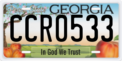 GA license plate CCR0533
