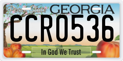GA license plate CCR0536