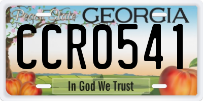GA license plate CCR0541