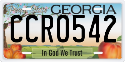 GA license plate CCR0542