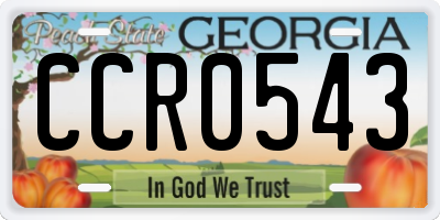 GA license plate CCR0543