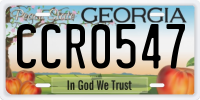 GA license plate CCR0547